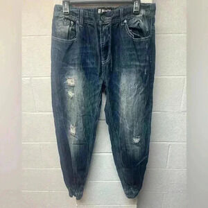 Carbon blue distressed joggers